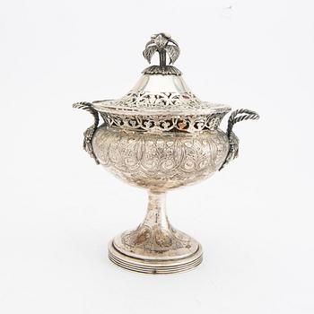 A 19th/20th century bowl on foot, silver.