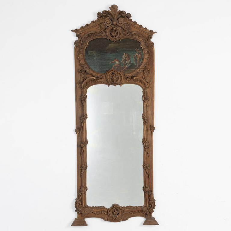 Spegel med konsolbord, sent 1800-tal, med målning, 1700-tal.