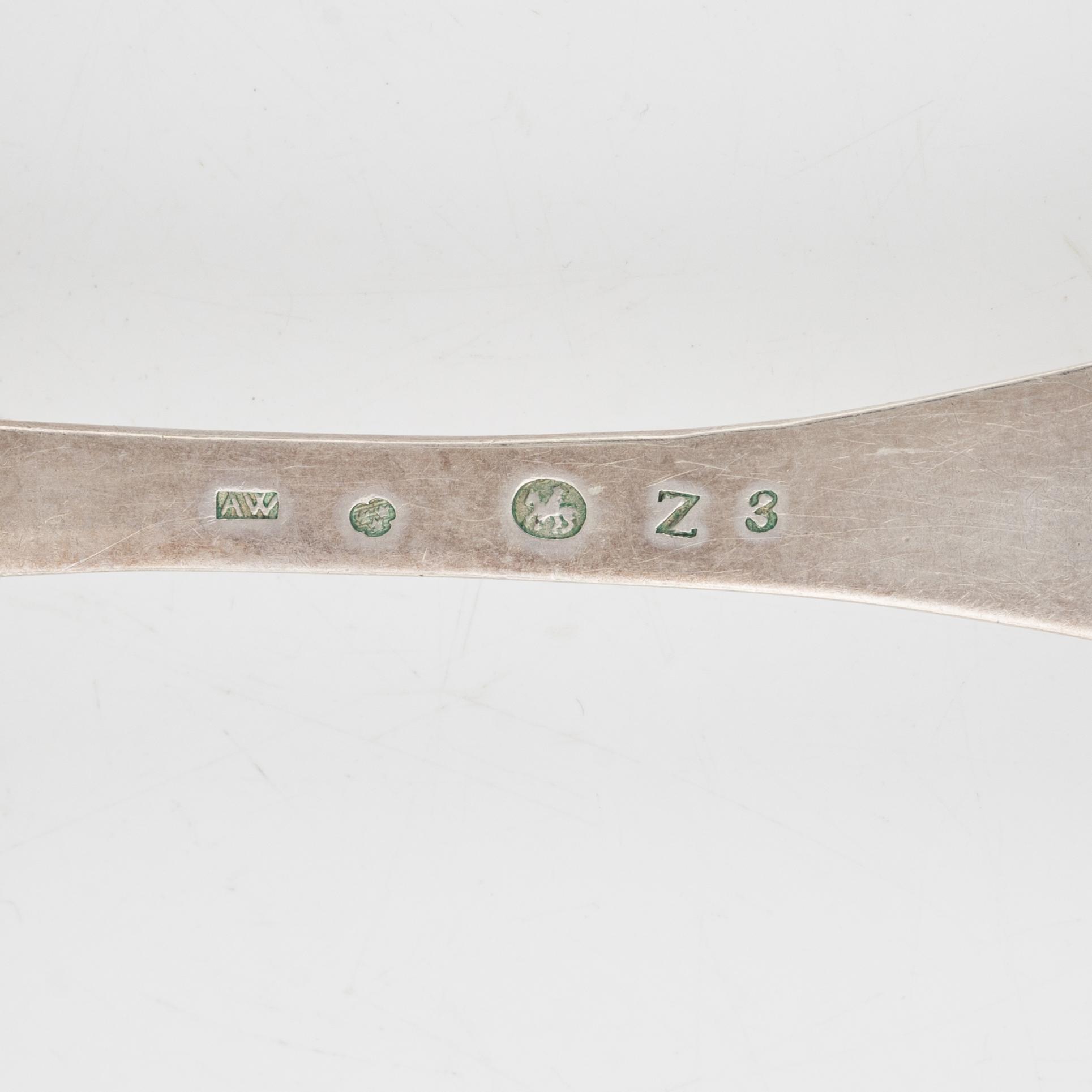 Skedar, 9 st, silver, Sverige 1700-1800-tal.