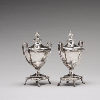 Johan Ekholm, sockerskålar, ett par, silver, Stockholm 1792. Gustavianska.