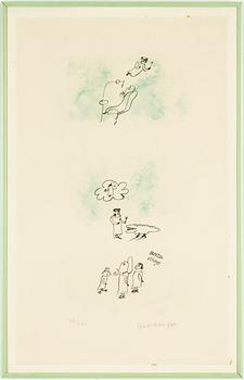 Madeleine Pyk, a pair of colour lithographs, "Praktik stängd" and "Have a banana".