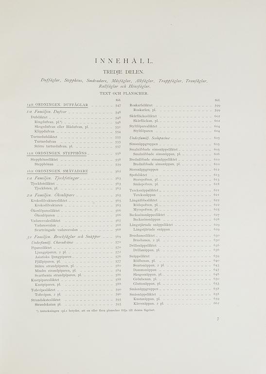 M, W & F VON WRIGHT, boks, 3 volumes, "Svenska fåglar", A. Börtzells tryckeri AB Stockholm, 1927-1929.