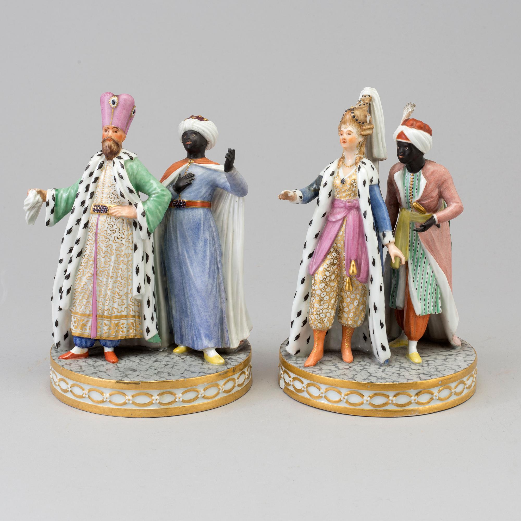 Two porcelain figure groups, presumably Royal Copenhagen, end of 19th century.