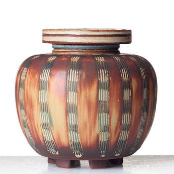 Wilhelm Kåge, a "Farsta" stoneware lidded jar, Gustavsberg studio, Sweden 1958.