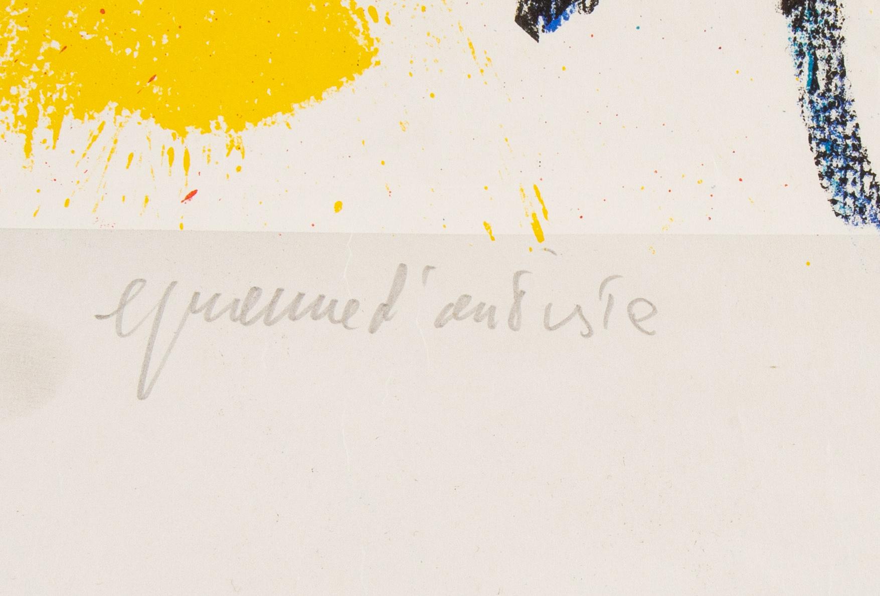 Karel Appel, lithograph in colors, 1961, signed, epreuve d'artiste.