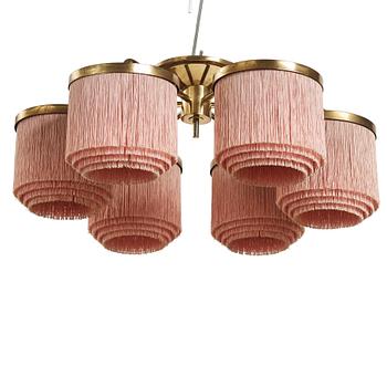 338. Hans-Agne Jakobsson, a brass six light ceiling lamp, model T606/95, Markaryd, Sweden 1960-70's.