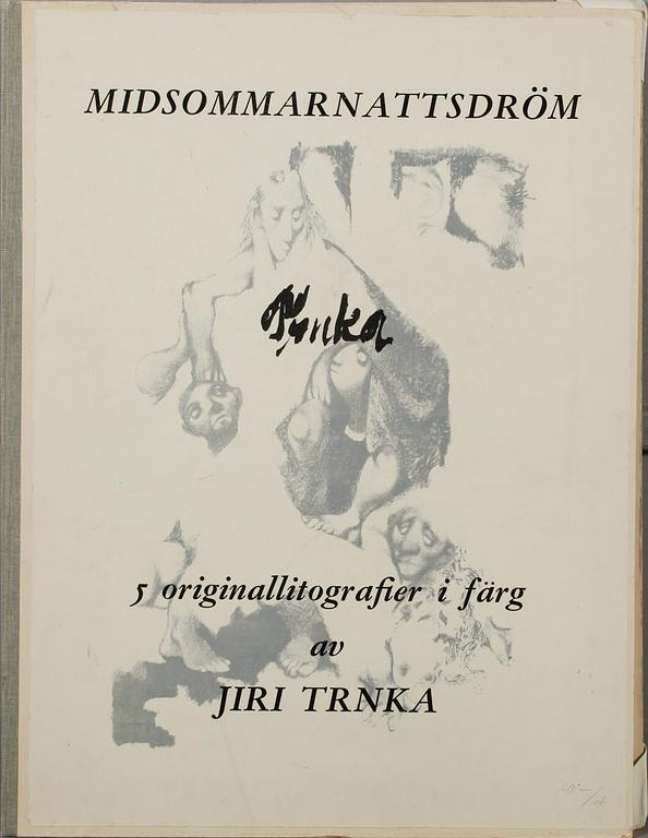 JIRI TRNKA, 5 st, färglitografier, signerade, daterade -61, mappen numrerad 127/300 .