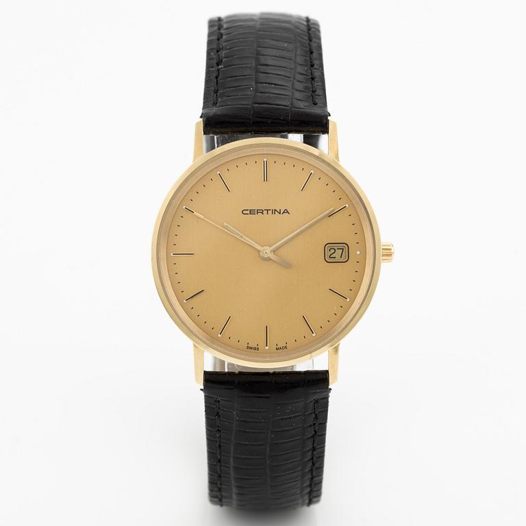 Certina, 18K gold, wristwatch, 33.5 mm.