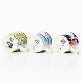 Arabia, three Moomin mugs, Finland, 2006-14.