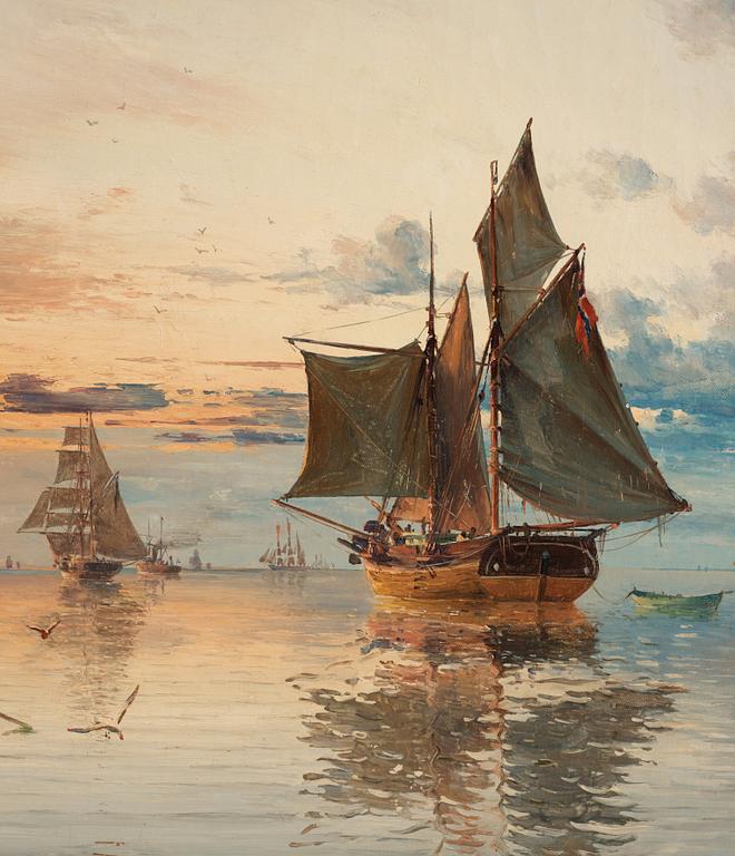 Herman af Sillén, "Solnedgång vid Öresund" (Sunset over Öresund between Denmark and Sweden).