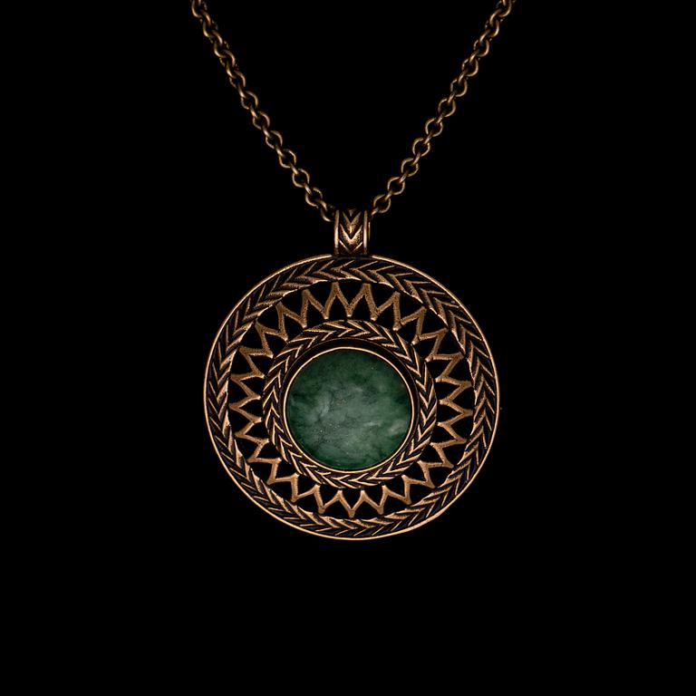 HALSSMYCKE, brons, chromdiopsid, Kalevala Koru.