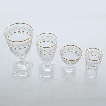 A glass tableware set of 38 pcs, "Odelberg Junior" by Kosta, second quarter of the 20th century.