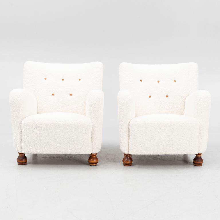 A pair of armchairs, Scandinavia, 1930's/40's.