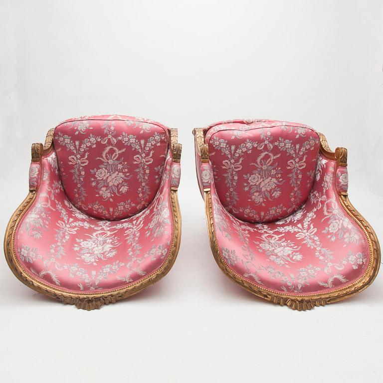 BERGÈRER, ett par, gustaviansk stil, 1900-tal.