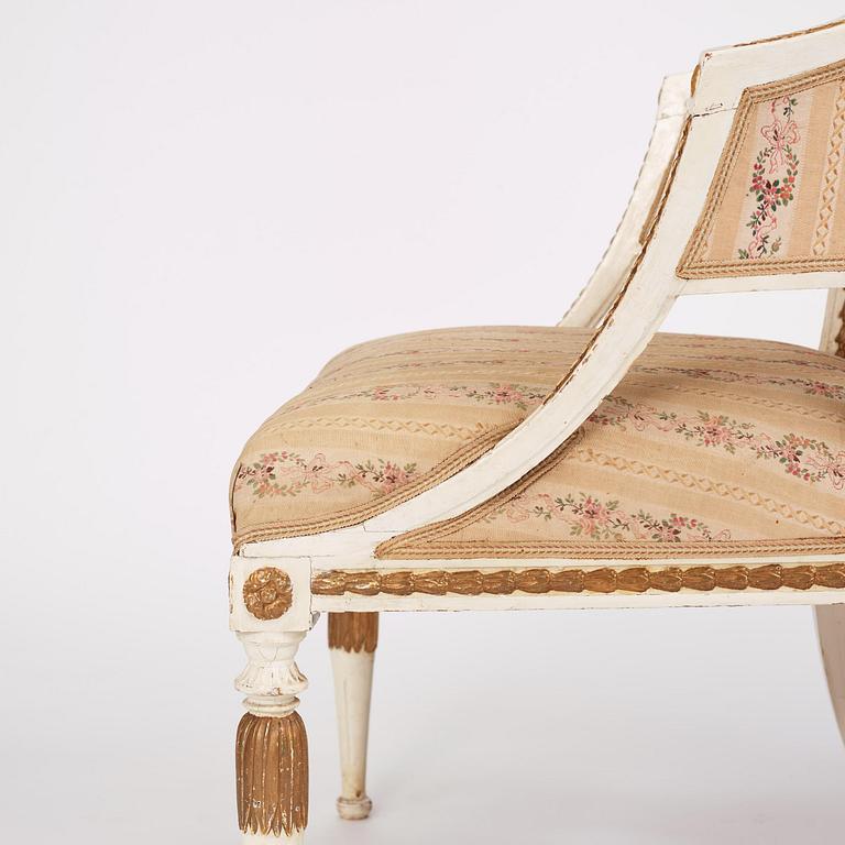 Karmstolar, ett par, Stockholmsarbeten, 1700-talets slut, Sengustavianska.