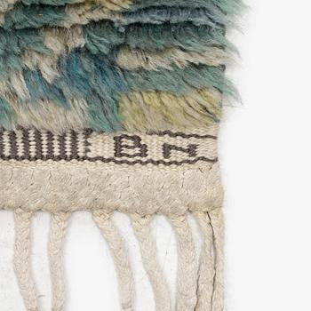 Barbro Nilsson, a runner, 'Marina, grön', knotted pile, c. 469 x 158 cm, signed AB MMF BN.