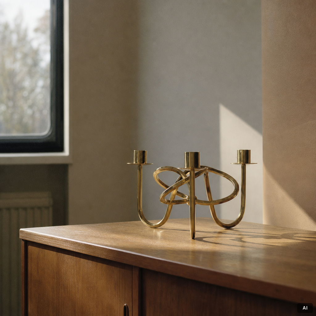 Josef Frank, a brass cadelabrum, "Vänskapsknuten', Firma Svenskt Tenn, Sweden.