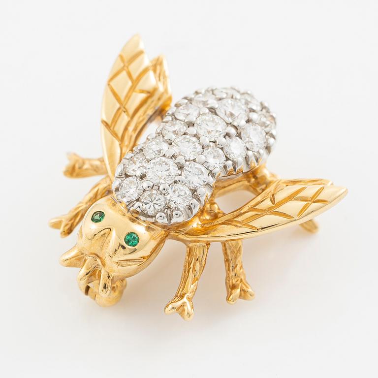 Brosch, i form av bi, Mary Kay, 18K guld med briljantslipade diamanter.
