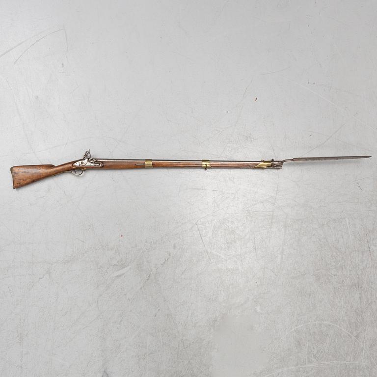 A Swedish flintlock gun, 1815 pattern.