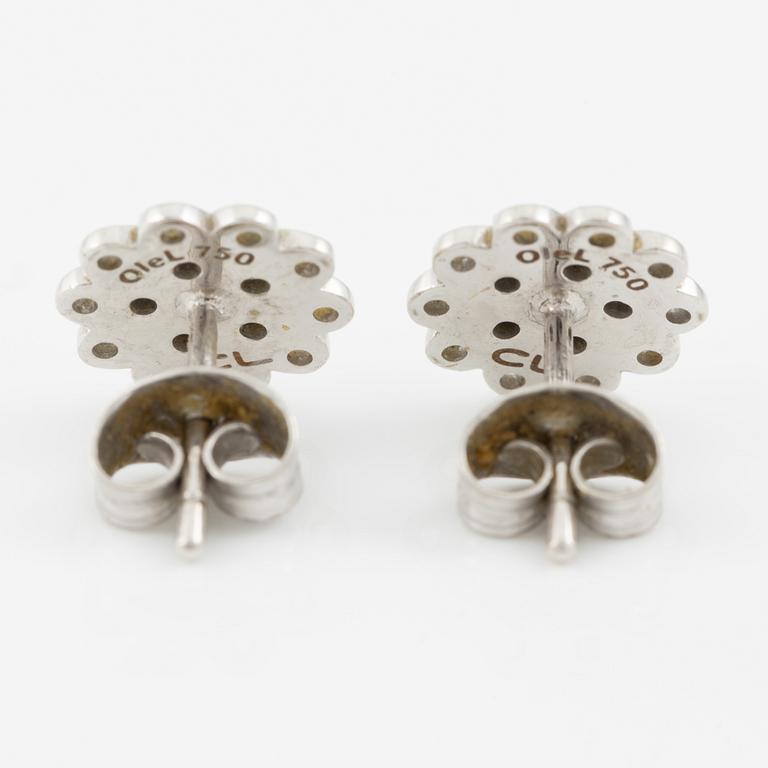 Charlotte Lynggaard, Ole Lynggaard, a pair of earrings, 18K white gold with small brilliant-cut diamonds.