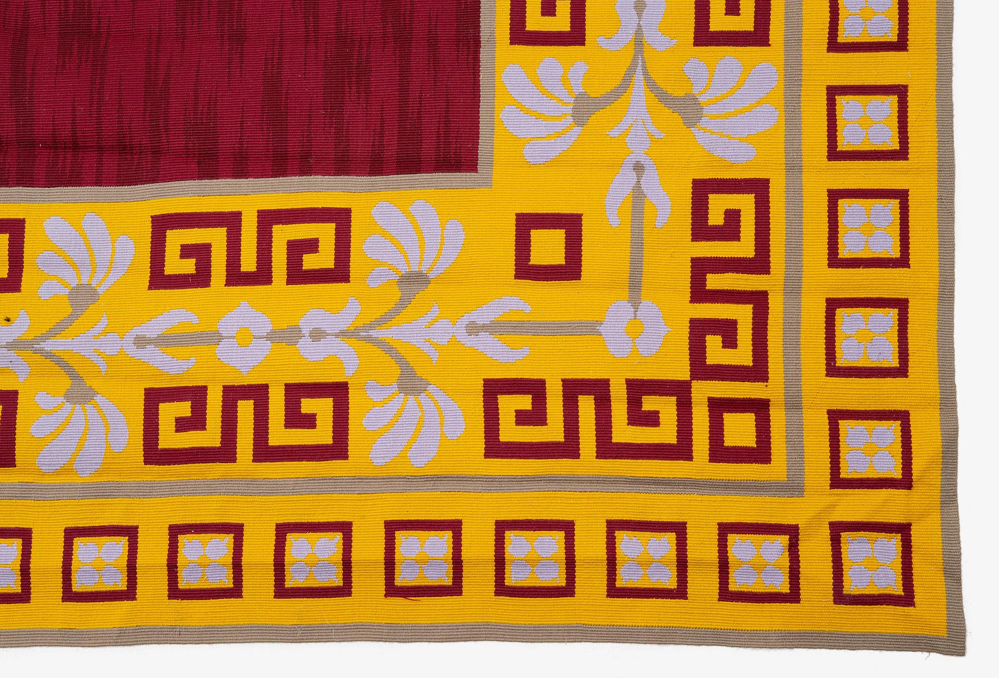 A tapestry weave carpet, c. 528 x 473 cm, signed Aubusson.