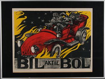 TRYCKBILD, "Bil aktie Bol", Mainospainamo Oy, 1966.