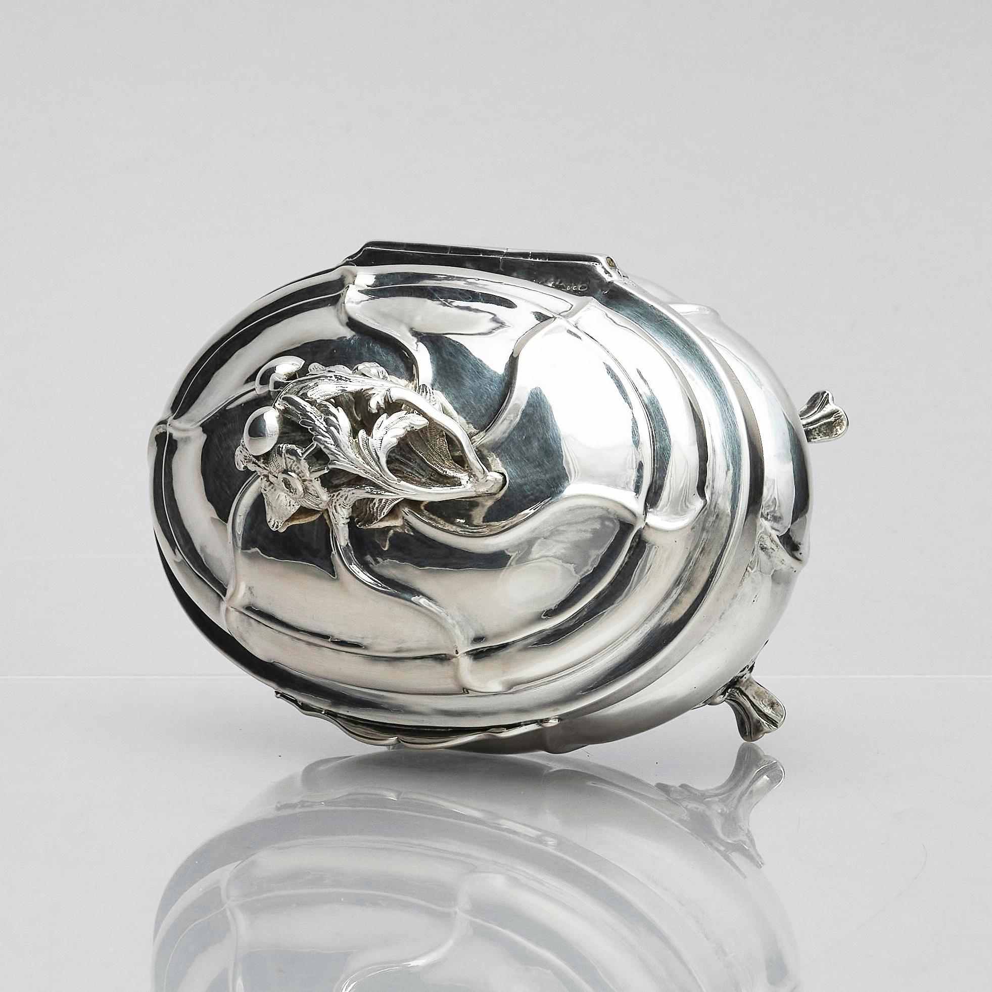 A Swedish Rococo 18th Century silver sugar-casket, marks of Petter Davidsson, Norrköping 1750.