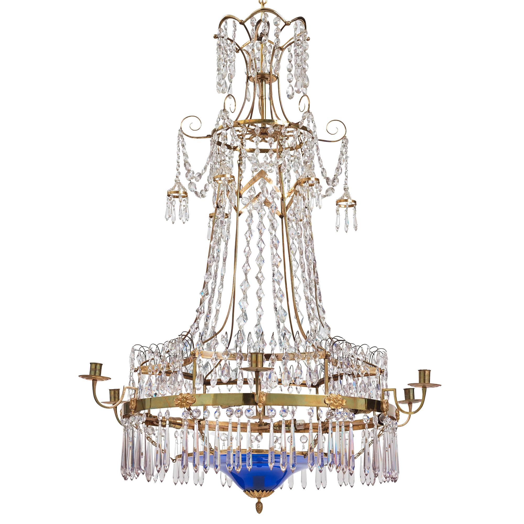 A late Gustavian seven-light chandelier, circa 1800.
