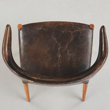 Jacob Kjaer, A Jacob Kjaer mahogany and black leather 'B 47' armchair, Denmark 1954.