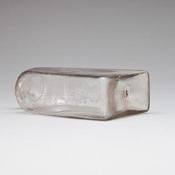 BRÄNNVINSFLASKA, glas. 1700-tal.