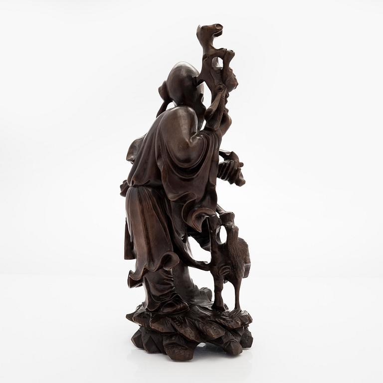 A Chinese carved hardwood figure. Probably 19th century.