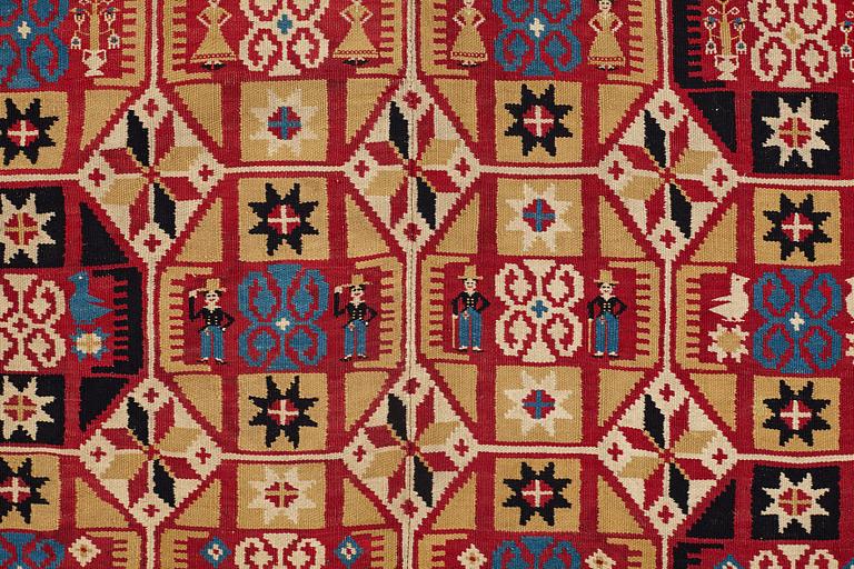 TÄCKE, rölakan, ca 190,5-193 x 115-116 cm, Skåne 1800-talets förra hälft, broderad signatur KPD 1822.