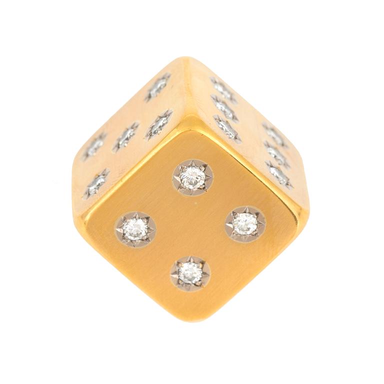 TÄRNING med briljantslipade diamanter, 23K guld.