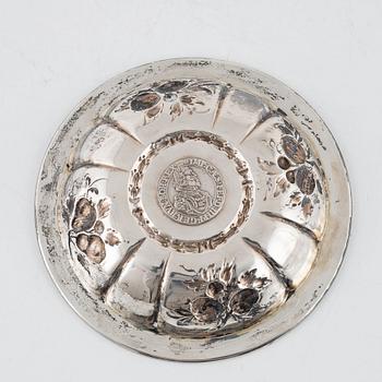 A baroque style silver bowl, late 19th century.