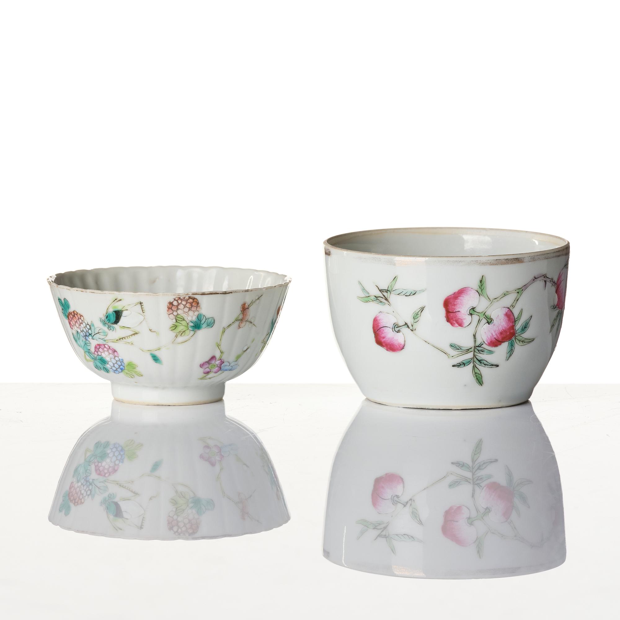 Parti, sex delar, porslin. Sen Qingdynasti/tidigt 1900-tal.