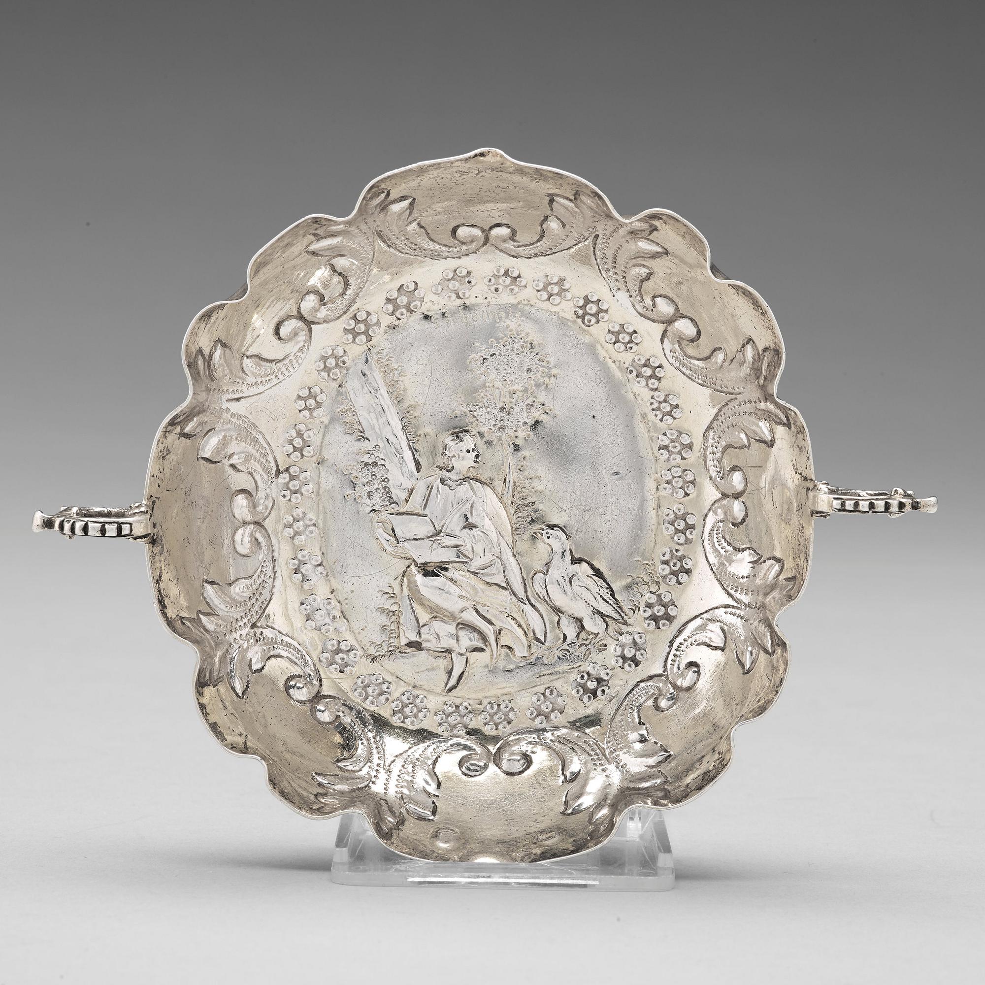 A German 17th centuryparcel-gilt silver sweet meat dish, mark of Johannes Kilian possibly, Augsburg 1685-1687.