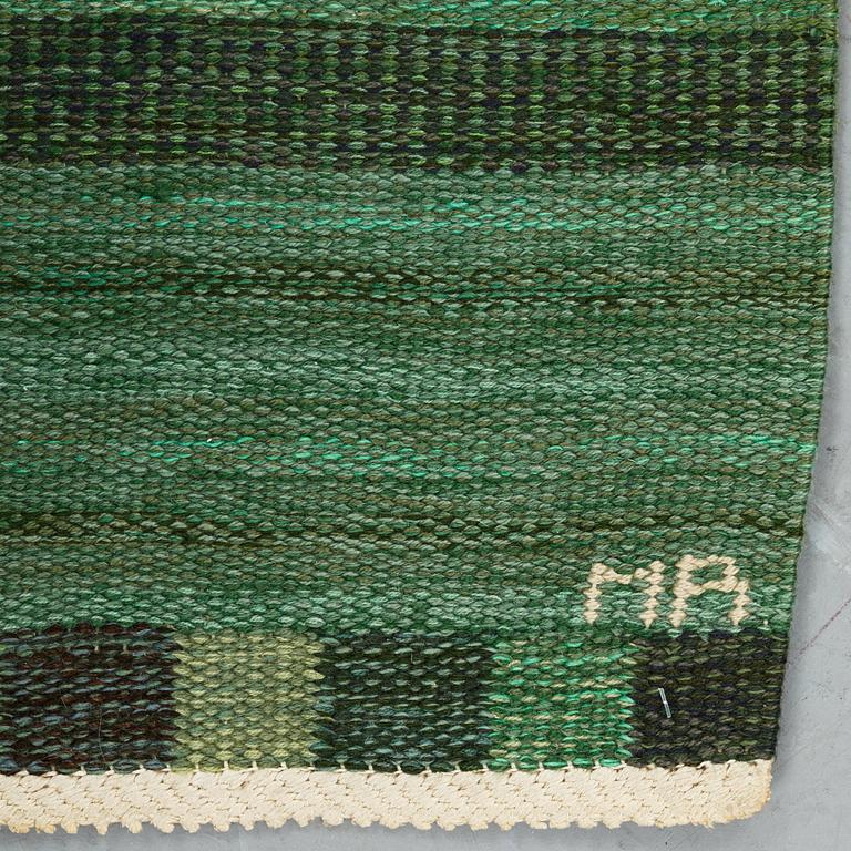 Marianne Richter, matto, "Fasad, grön II", flat weave, ca 240-241,5 x 187-189,5 cm, signed AB MMF MR.