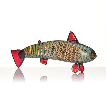 Oiva Toikka, a glass sculpture of a fish, Nuutajärvi Notsjö Iittala, Finland, ed. 124/150.