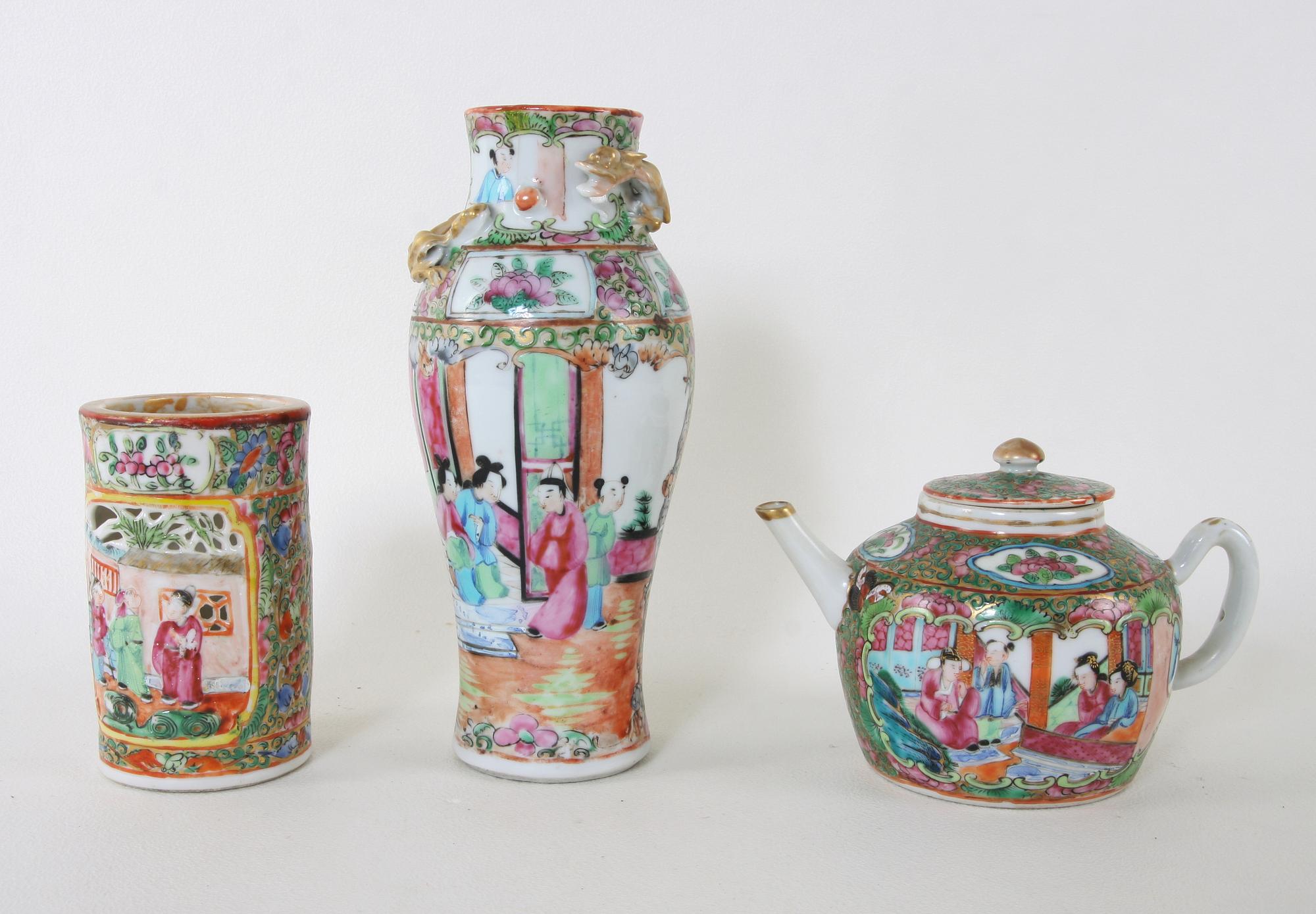 PARTI PORSLIN, 15 delar, Kanton 1800-tal.