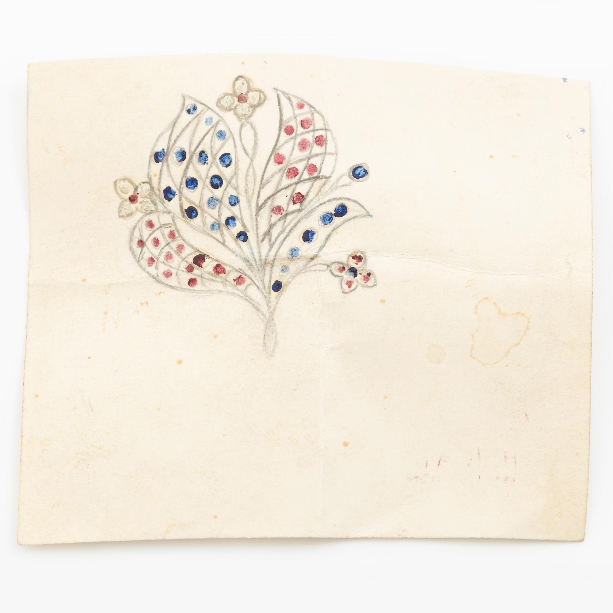 Brooch 18K white gold with white stones and coloured stones. Gerdt Sandqvist, Stockholm 1953.