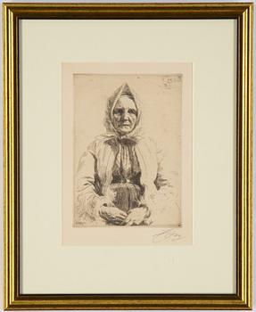 Anders Zorn, etching, 1911, signed in pencil.