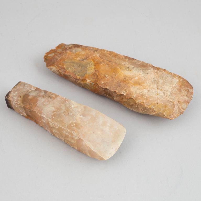 Two neolithic flint axes.