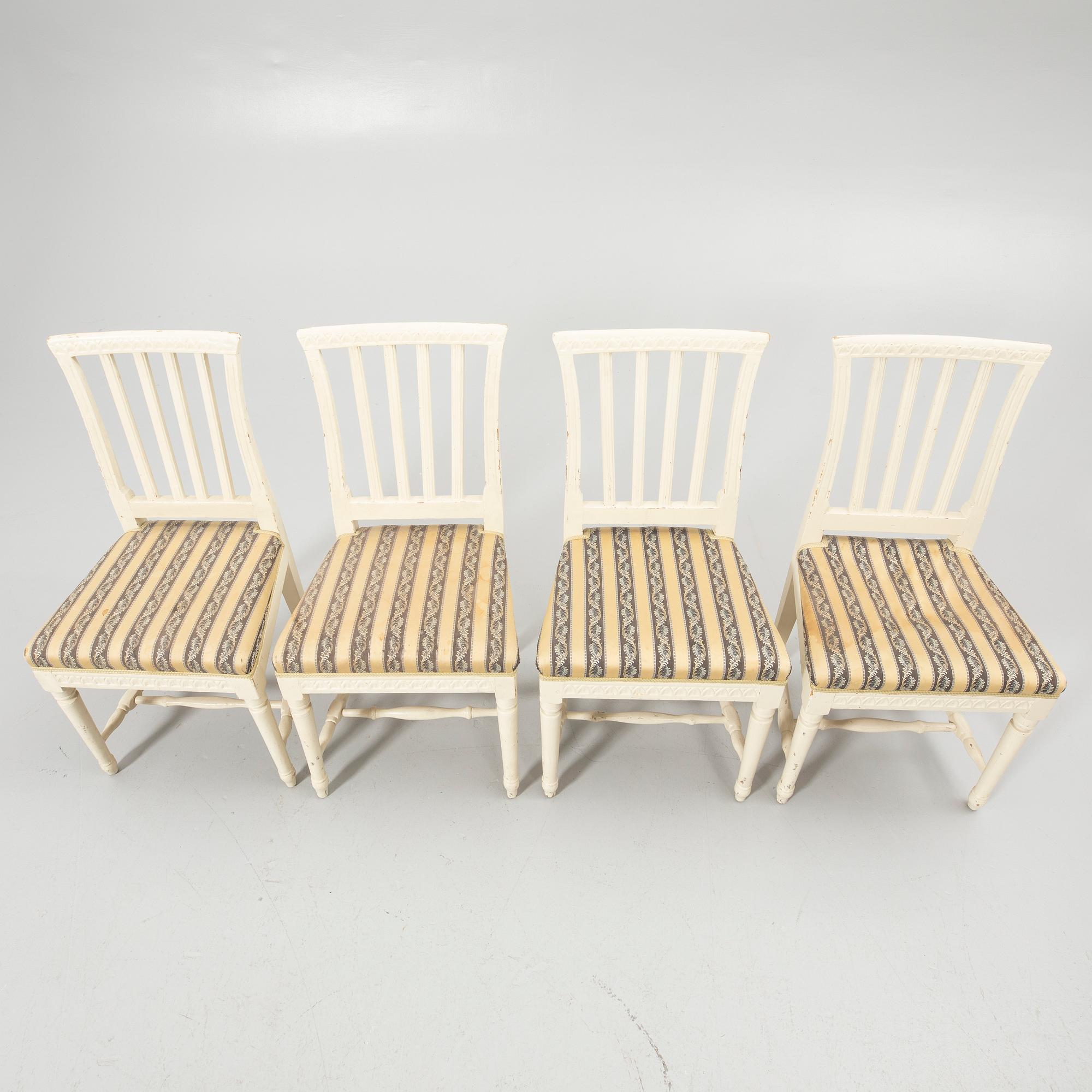 Four late Gustavian chairs, circa 1800.