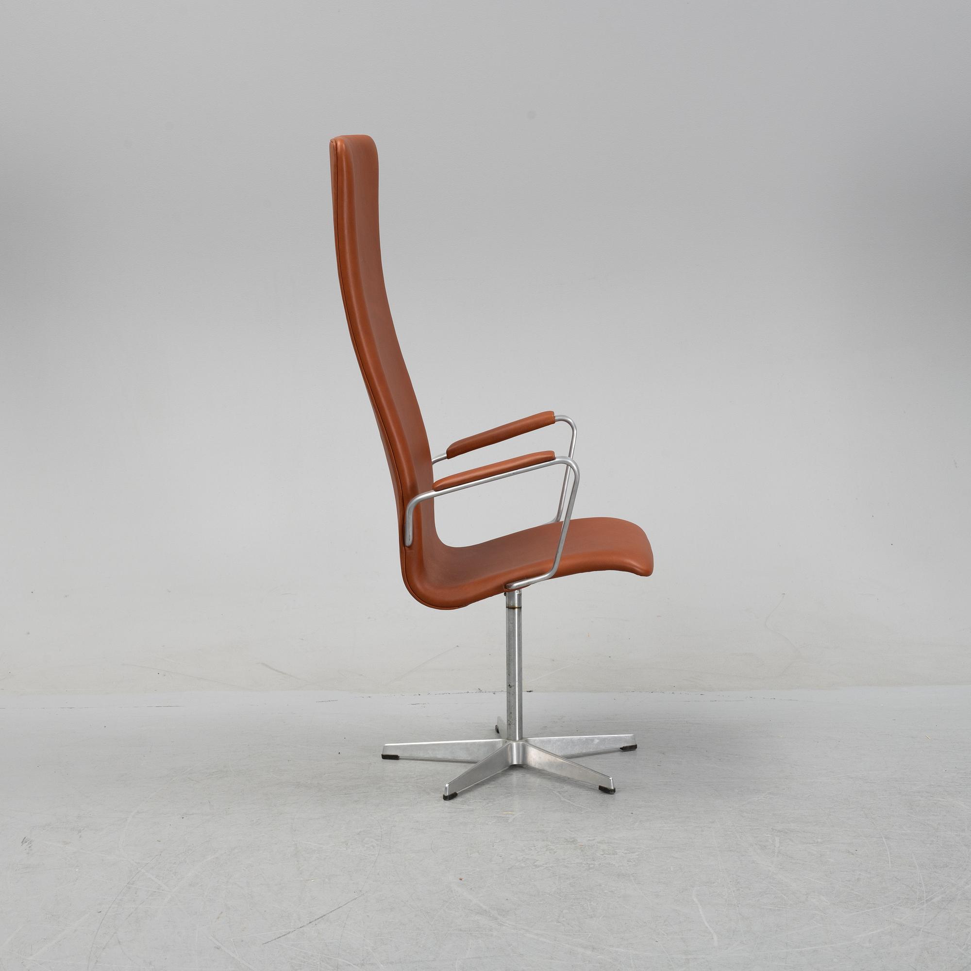 Arne Jacobsen, a leather 'Oxford chair high', Fritz Hansen