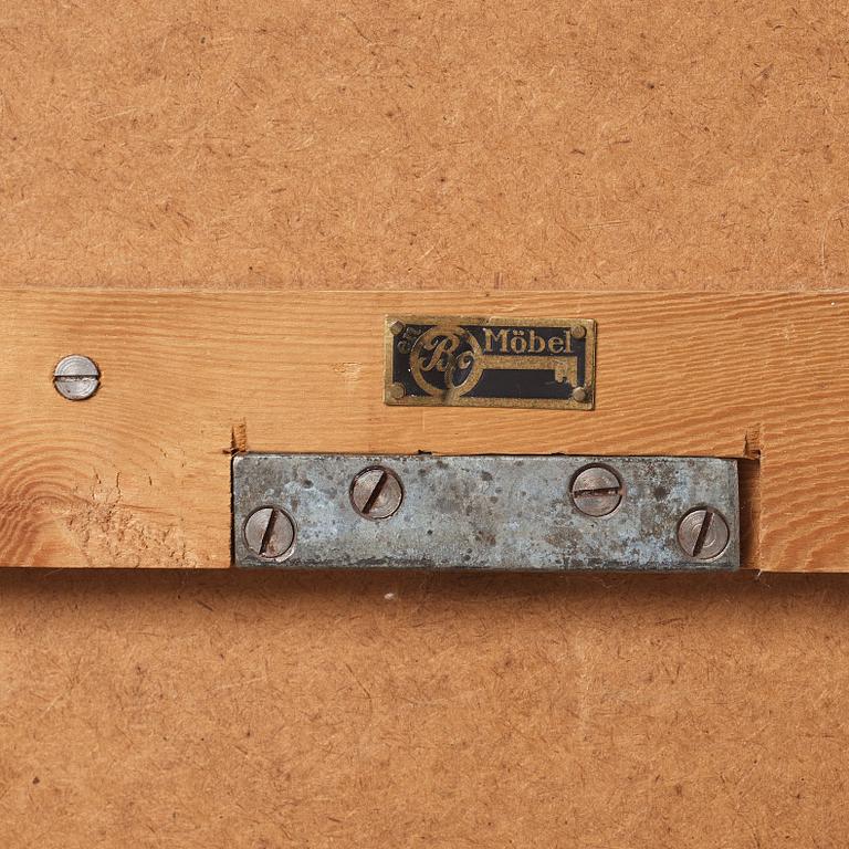 Otto Schulz, an artifical leather framed wall mirror, Boet, Gothenburg, Sweden 1940-50's.