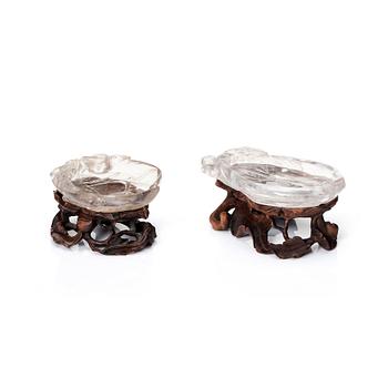 1137. Two Chinese rock chrystal brush washers, late Qing dynasty/20th Century.