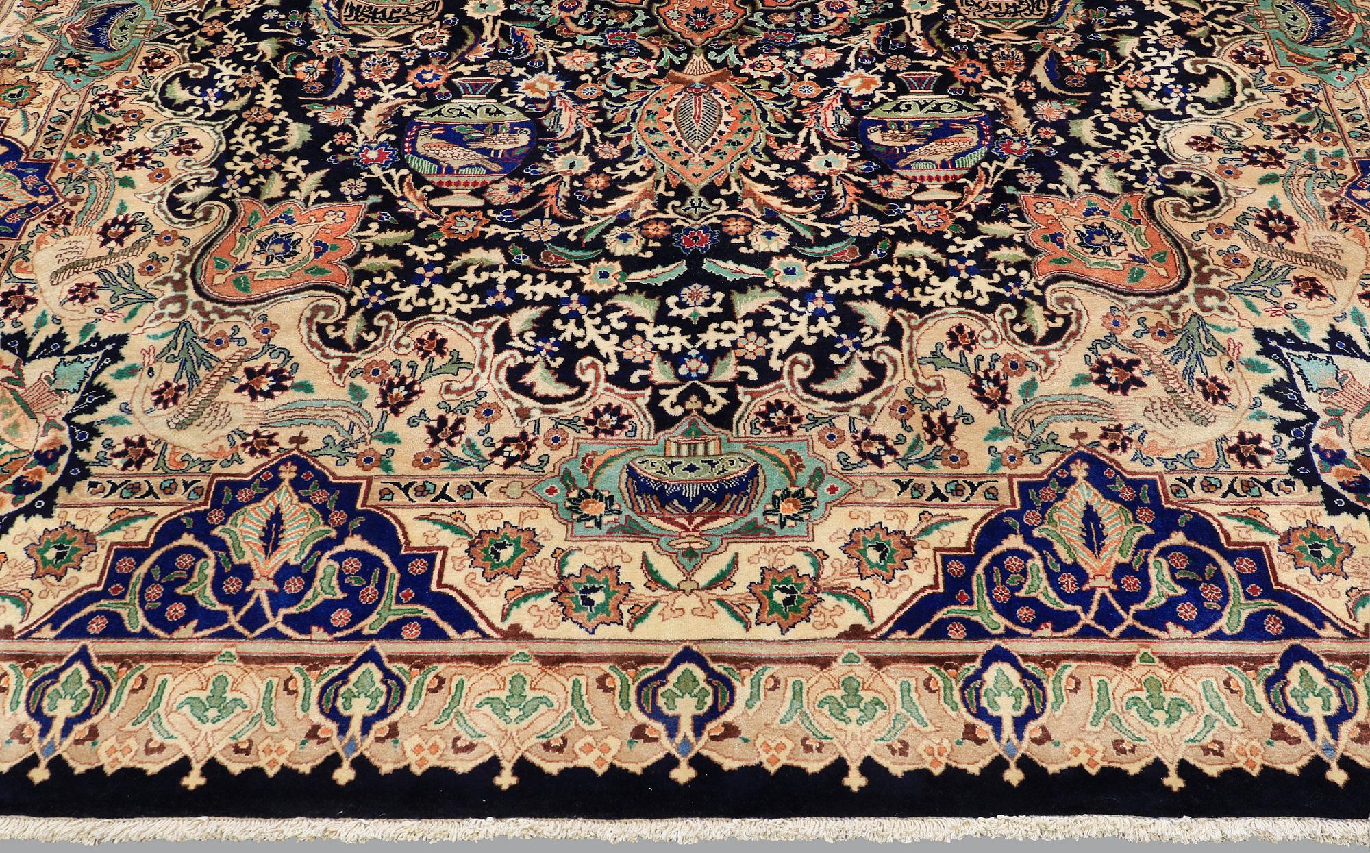 A pictoral Kashmar carpet, ca 393 x 293 cm.
