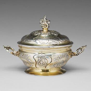 155. A German Rococo silver-gilt equelle, mark of Heinrich Trana, Augsburg 1751-1753.