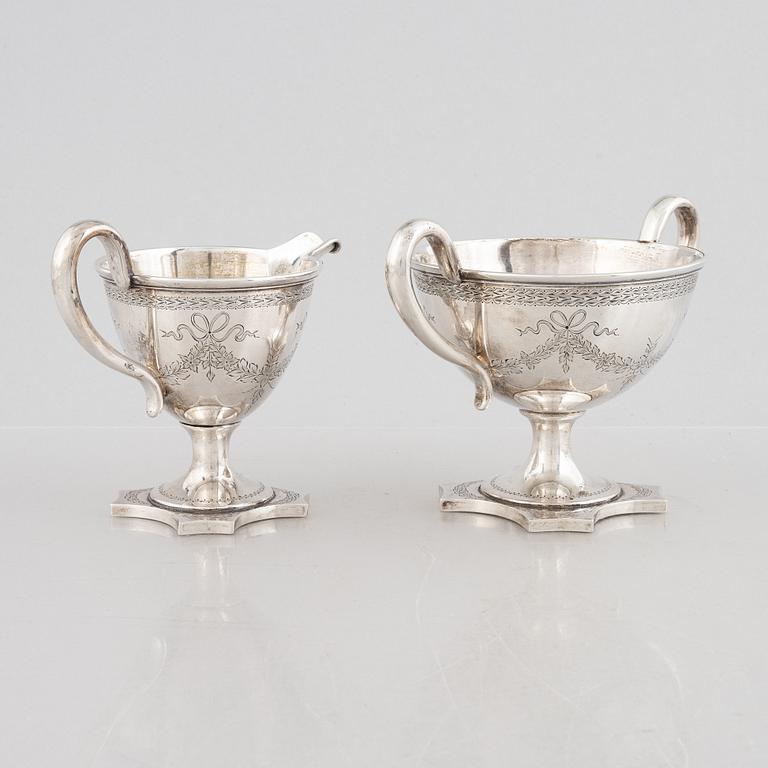 a silver sugar bowl and creamer, Denmark, 1904.