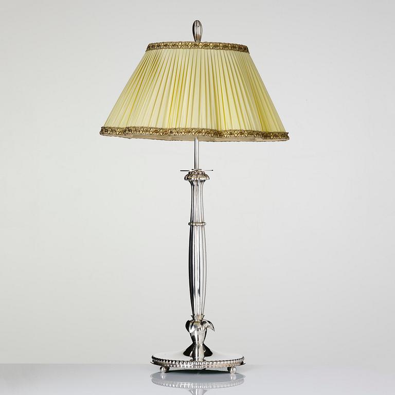 Firma Carl Hoff, a silver table lamp, Swedish import marks, Helsingborg 1929.